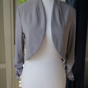 Size M Rekucci Gray Open Front Ruched Sleeve Shrug Jacket – New Without Tags